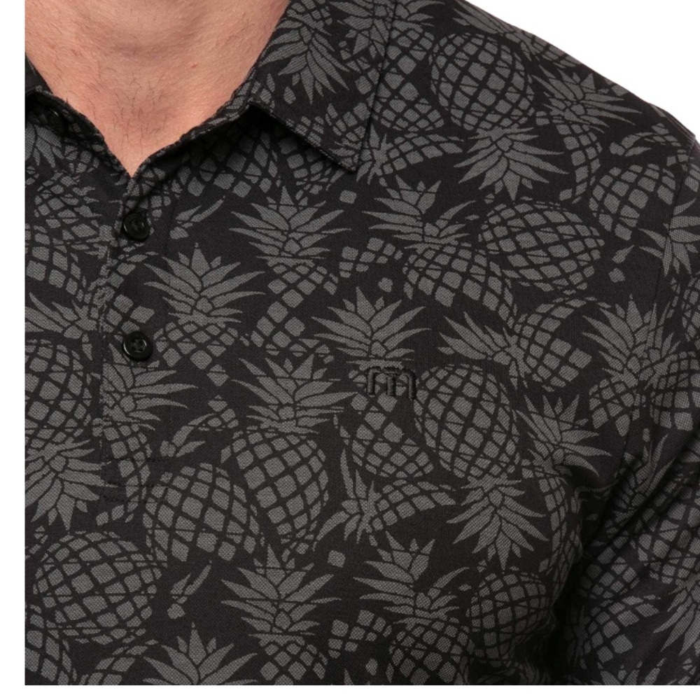 Travis Mathew off the Cape, Black Pineapple Pattern Men's Polo
